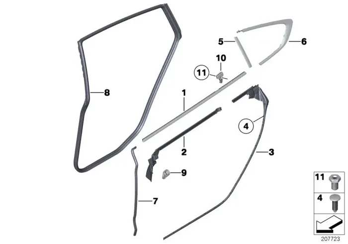 Genuine BMW 51767196405 Door Joint Seal, B-Pillar, Left (Inc. 535i, 530d 155kW & 550iX)