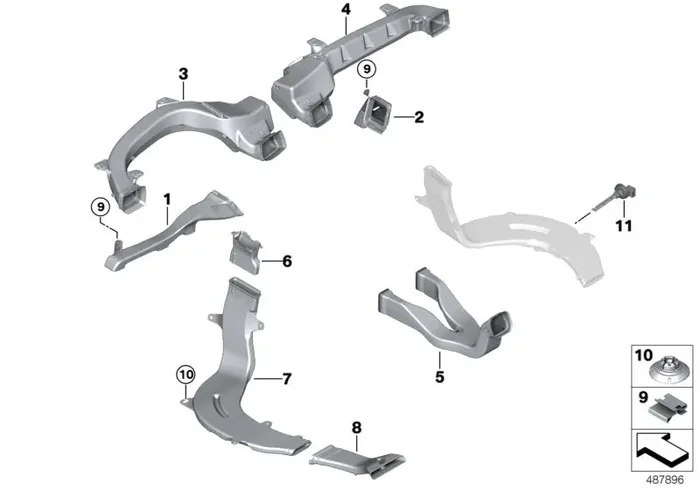 Genuine BMW 64227425127 G02 Rear Pass.Compart.Heating Duct Rear Left (Inc. X3 & X4 M40iX)