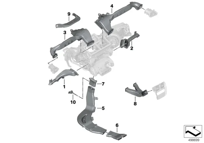 Genuine BMW 64227443137 G20 G21 Rear Pass.Compar.Heating Duct Front Left (Inc. 320d, M340i & 330e)