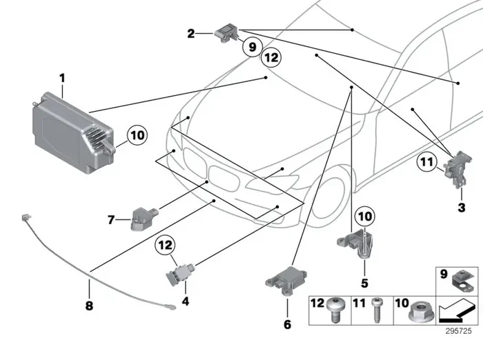 Genuine BMW 65779159313 RR4 Central Sensor HIGH (Inc. 750Li, 550iX & 740Li)