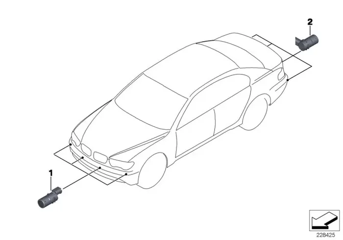Genuine BMW 66202241253 E66 E65 E67 Ultrasonic Sensor SCHIEFERGRÜN (Inc. 745LiS, 740i & 750i)