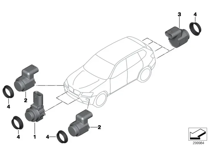 Genuine BMW 66209142214 E83 Ultrasonic Sensor, Crimson Red YA61 (Inc. X3)