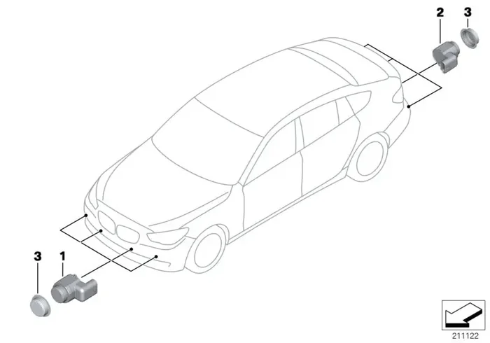 Genuine BMW 66209233042 Ultrasonic Sensor, Damask Red WB03 (Inc. 530d 155kW, Hybrid 5 & 535dX)