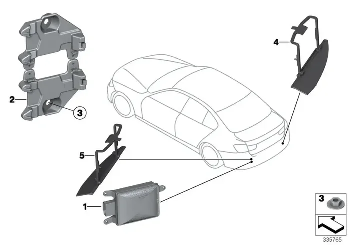 Genuine BMW 66326885935 Sensor, Lane Change Warning, Master, Ri (Inc. 318dX, 328i & 320i)