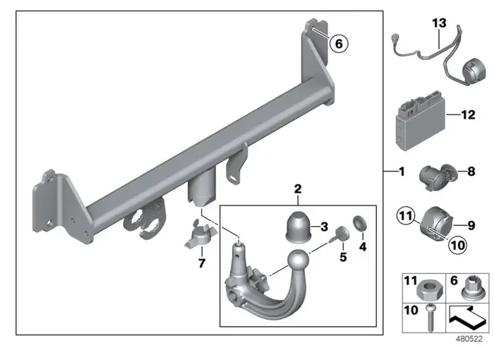 Genuine BMW 71606874097 F25 F26 Removable Ball (Inc. X4 28iX & X3)