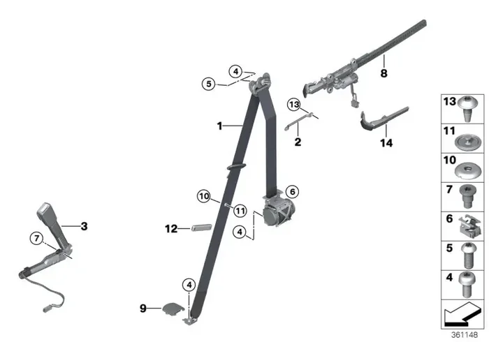Genuine BMW 72117307916 Belt-Handover, Right (Inc. 430dX, 418i & 440i)