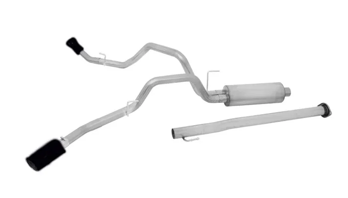 Gibson 15-20 Ford F-150 2.7/3.5/5.0L 3in/2.5in Cat-Back Dual Extreme Exhaust Stainless – Black Elite