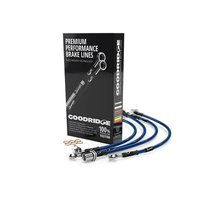 Goodridge 2008+ Subaru STI (w/Brembo Calipers) Stainless Steel Brake Lines – Electric Blue