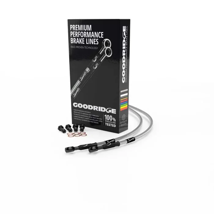 Goodridge 58in Universal Clutch Line w/Black Zinc Fittings & Clear Hose – 90Deg Banjo w/AN3 Fitting
