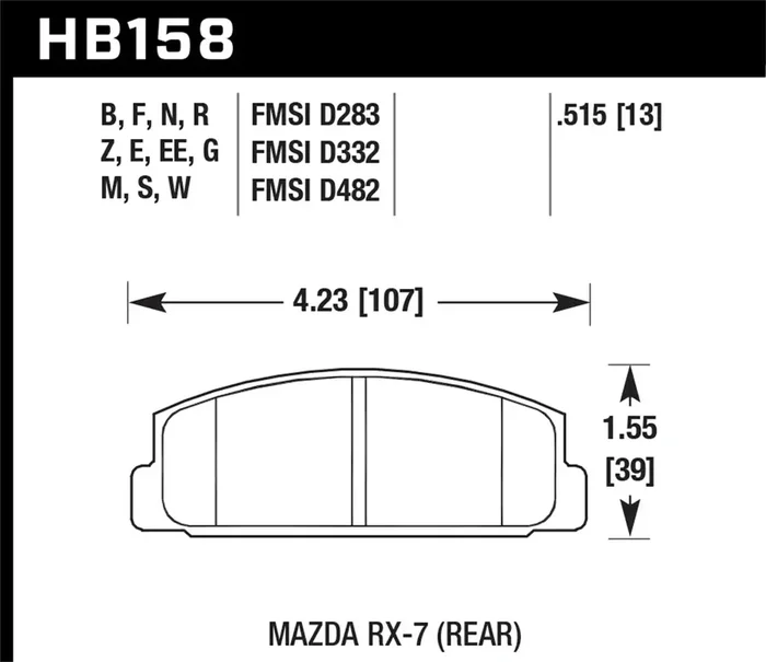 Hawk Performance HB158D.515 ER-1 Disc Brake Pad 0.515 Thickness Fits Wilwood SL AP Racing Outlaw