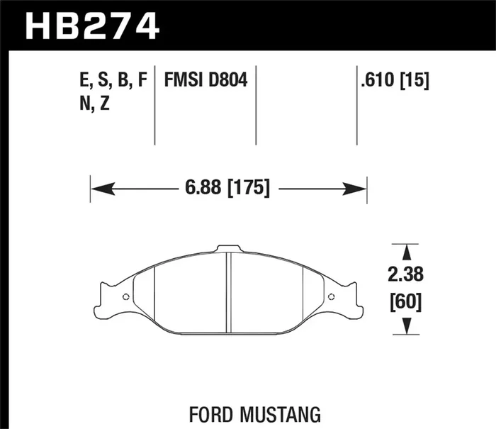 Hawk Performance HB274Z.610 Ceramic Disc Brake Pad 0.610 Thickness