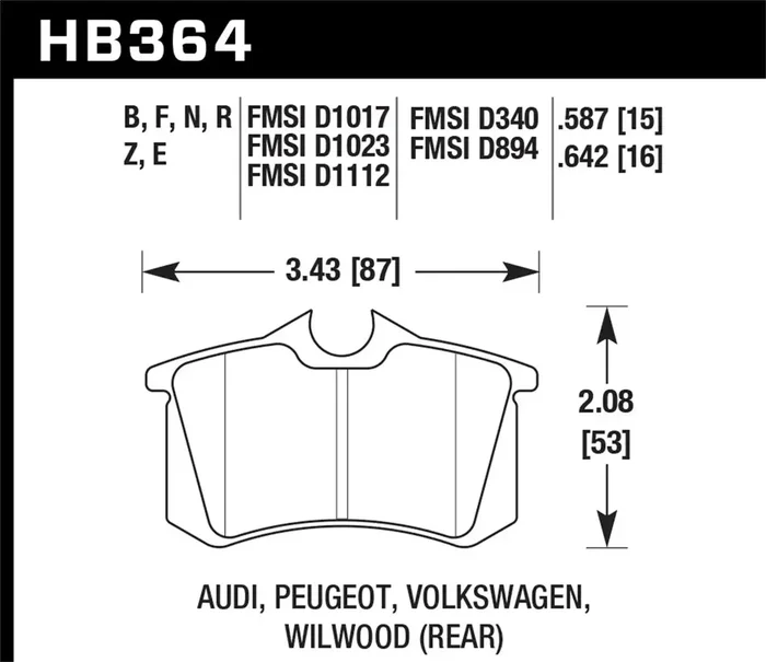 Hawk Performance HB364N.587 HP Plus Disc Brake Pad 0.587 Thickness