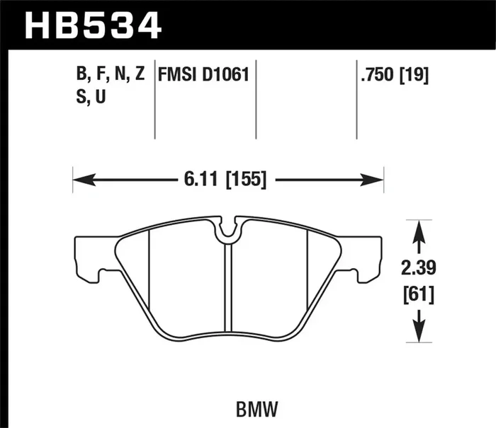 Hawk Performance HB534U.750 DTC-70 Disc Brake Pad 0.750 Thickness