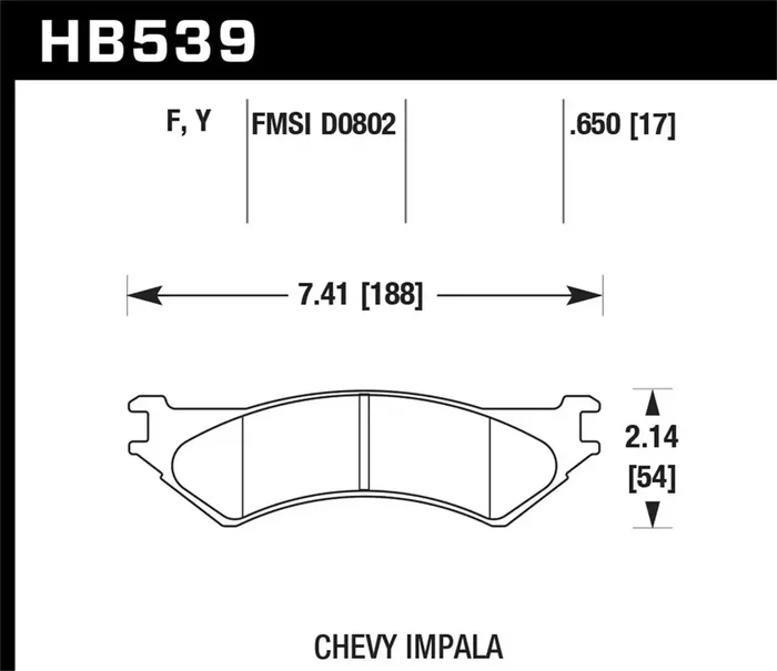 Hawk Performance HB539Y.650 LTS Disc Brake Pad 0.650 Thickness