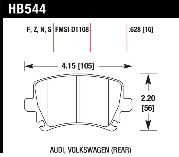 Hawk Performance HB544Z.628 Ceramic Disc Brake Pad 0.628 Thickness