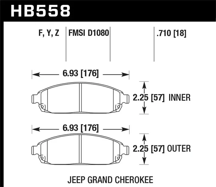 Hawk Performance HB558Z.710 Ceramic Disc Brake Pad 0.710 Thickness