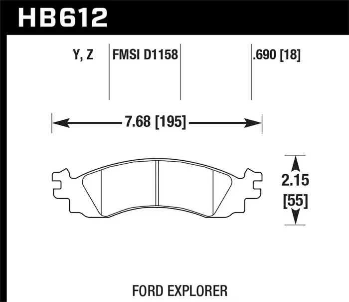 Hawk Performance HB612Z.690 Ceramic Disc Brake Pad 0.690 Thickness