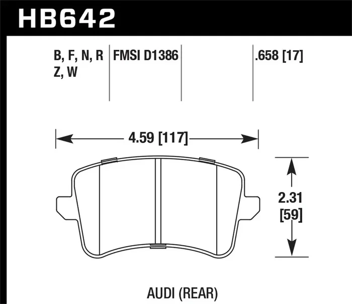 Hawk Performance HB642F.658 HPS Disc Brake Pad 0.658 Thickness