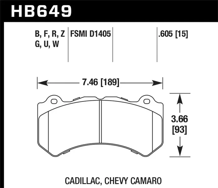 Hawk Performance HB649G.605 DTC-60 Disc Brake Pad 0.605 Thickness