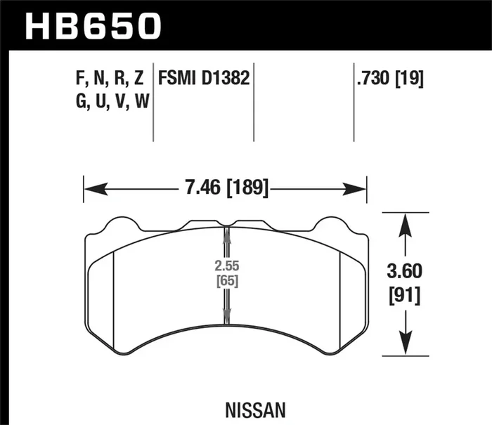 Hawk Performance HB650N.730 HP Plus Disc Brake Pad 0.6273 Thickness