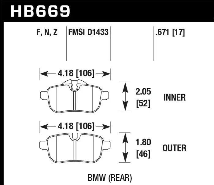 Hawk Performance HB669N.671 Street Brake Pads.