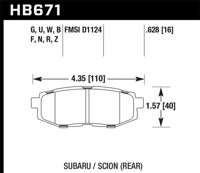 Hawk Performance HB671B.628 HPS 5.0 Disc Brake Pad 0.628 Thickness