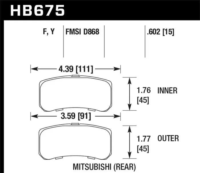 Hawk Performance HB675Y.602 LTS Disc Brake Pad 0.602 Thickness