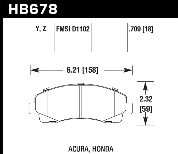 Hawk Performance HB678Z.709 Ceramic Disc Brake Pad 0.709 Thickness