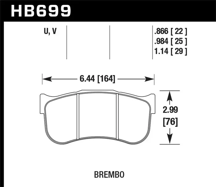 Hawk Performance HB699U.984 DTC-70 Disc Brake Pad 0.984 Thickness Fits Brembo GT-3 Caliper