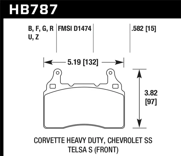Hawk Performance HB787G.582 DTC-60 Disc Brake Pad 0.582 Thickness