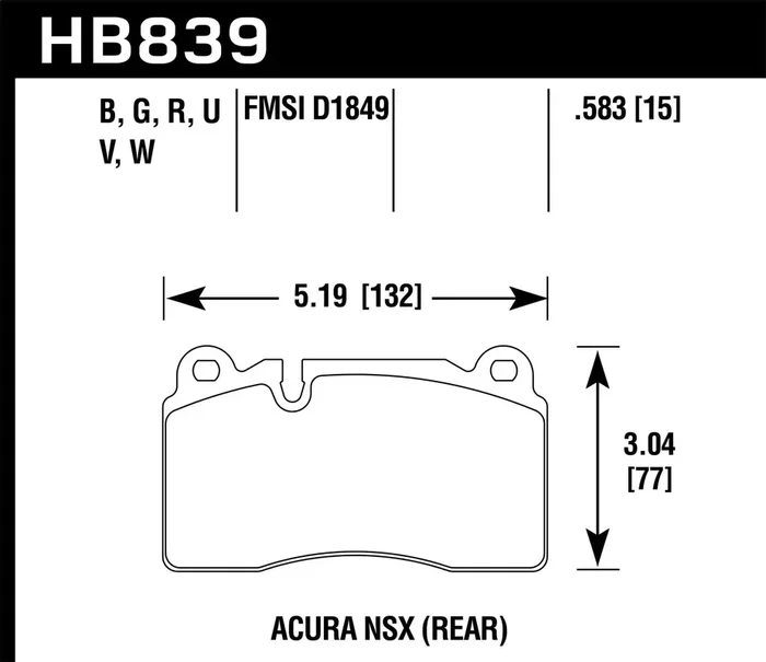 Hawk Performance HB839W.583 DTC-30 Disc Brake Pad 0.583 Thickness