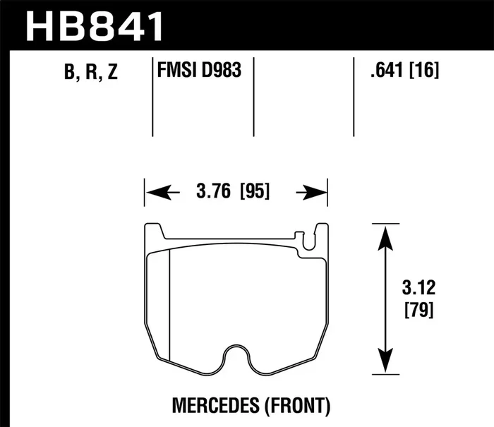 Hawk Performance HB841B.641 HPS 5.0 Disc Brake Pad 0.641 Thickness