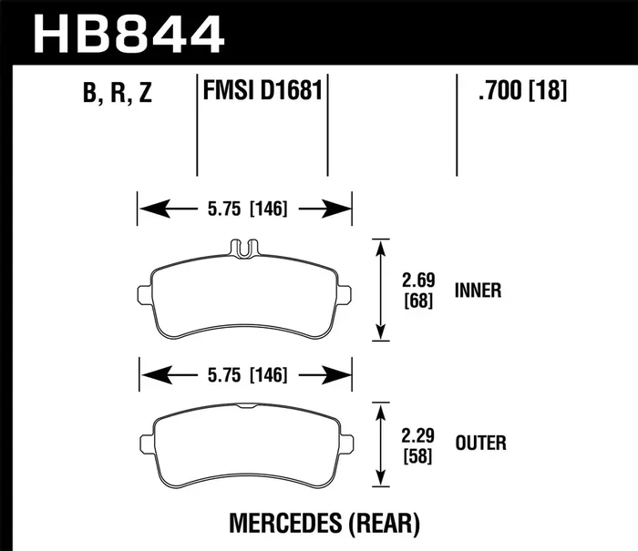 Hawk Performance HB844B.700 HPS 5.0 Disc Brake Pad 0.700 Thickness