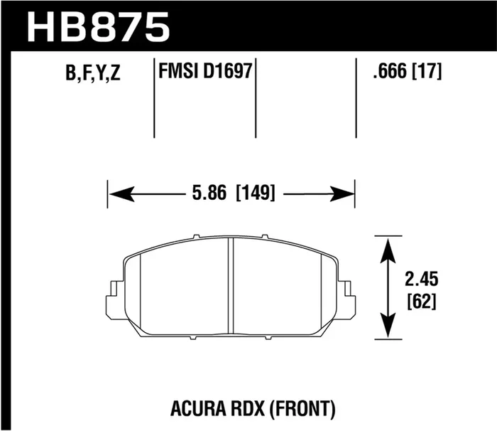 Hawk Performance HB875G.666 DTC-60 Disc Brake Pad