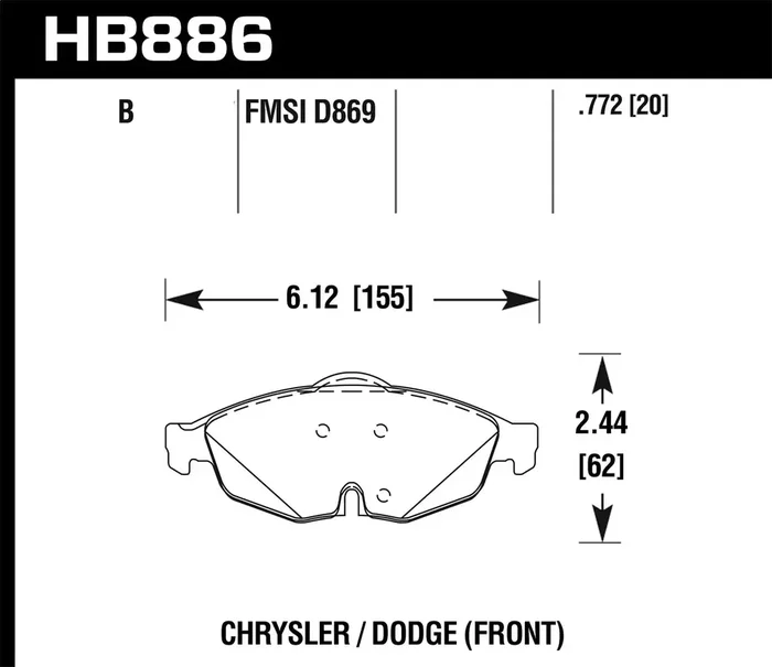 Hawk Performance HB886B.772 HPS 5.0 Disc Brake Pad 0.772 Thickness
