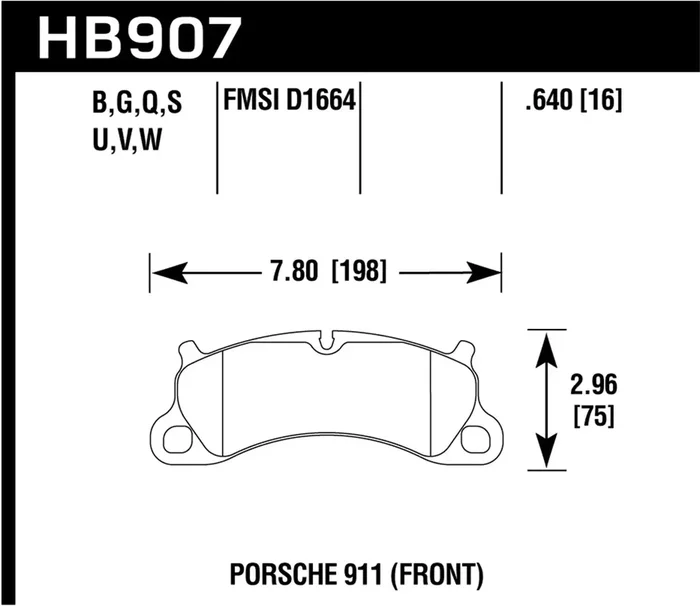 Hawk Performance HB907V.640 DTC-50 Disc Brake Pad 0.640 Thickness