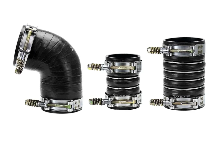 HPS Performance Silicone Intercooler Hoses GMC Sierra 2500/3500 HD 6.6L Duramax Diesel (04.5-05) [High Temp Aramid Reinforced Boots Kit] Orange or Black