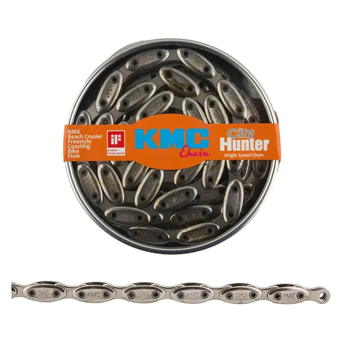 KMC 1/2×1/8 City Hunter 1 Speed Silver 112 Links