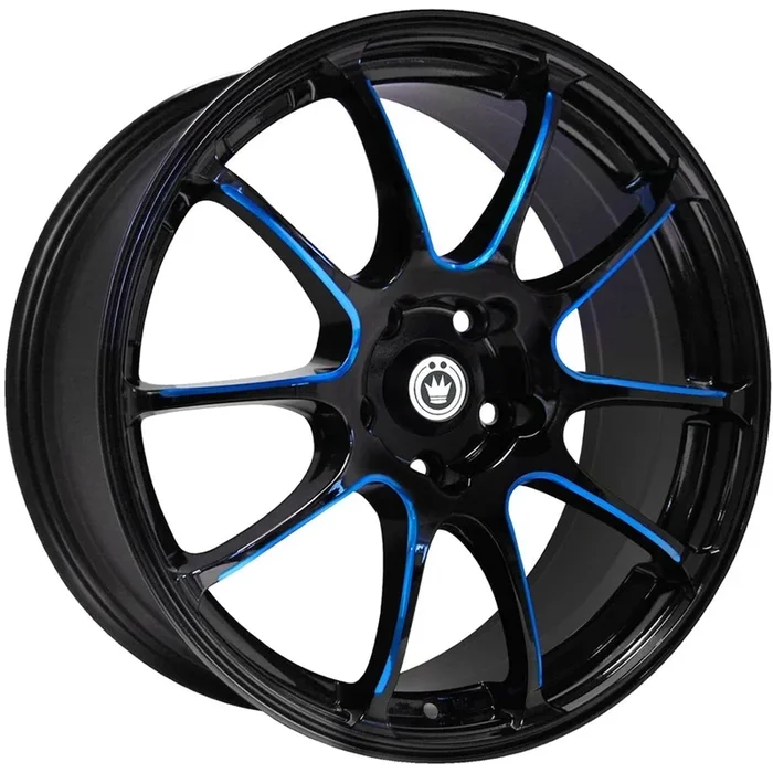 Konig Illusion Black w/ Blue Ball Cut Machined Spoke Windows 17×7 | 5×100 (IL7751040F)