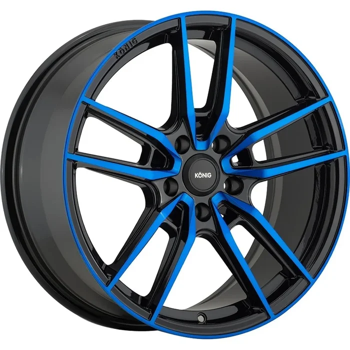 Konig Myth Gloss Black w/ Blue Tinted Clearcoat Spoke Faces and Lip Ring 18×8 | 5×108 (MY8850843F)