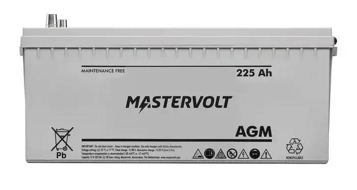 Mastervolt 62002250 – MV 12/225 AH AGM Battery 1080 Cold Cranking Amps