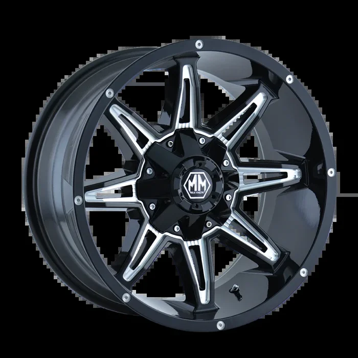 Mayhem 8090 Rampage 20×10 / 6×135 BP / -20mm Offset / 106mm Hub Black w/ Milled Spokes Wheel