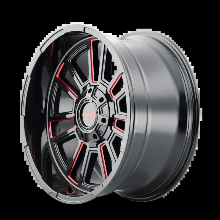 Mayhem 8115 Apollo 20×10 / 8×165.1 BP / -19mm Offset / 125.2mm Hub Black w/ Prism Red Wheel