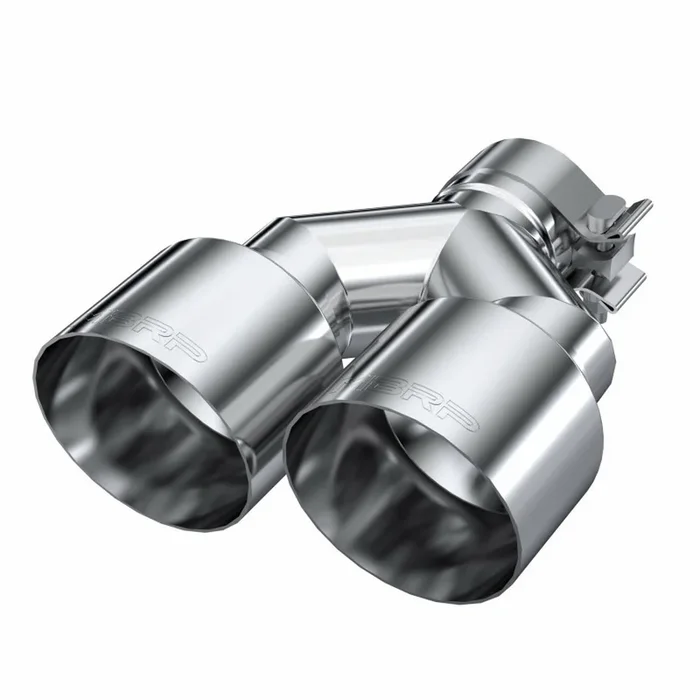 MBRP Exhaust Tip [2.5 ” Inlet / Dual 4 ” / 9.55 ” length] Driver/Passenger Staggered Stainless / Burnt End / Carbon Fiber