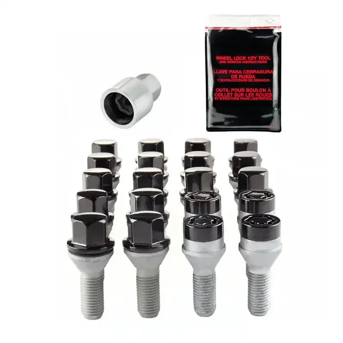 McGard 5 Lug Hex Install Kit w/Locks (Cone Seat Bolt) M12X1.5 / 17mm 25.5mm Shank L. – Black