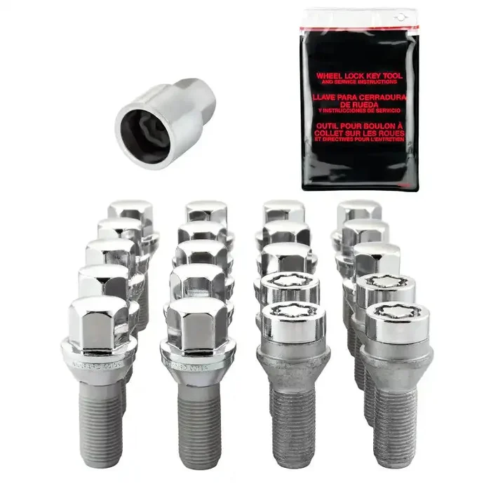 McGard 5 Lug Hex Install Kit w/Locks (Cone Seat Bolt) M14X1.25 / 17mm 27.5mm Shank L. – Chrome