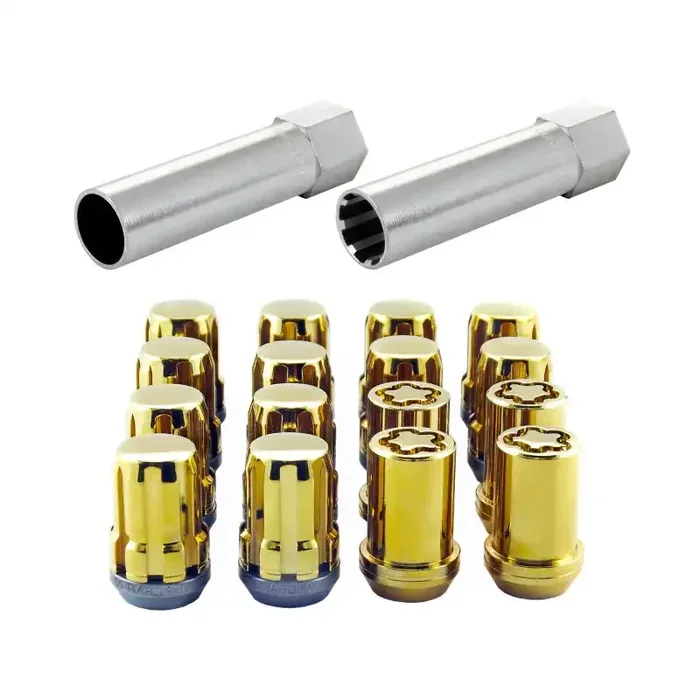 McGard SplineDrive Tuner 4 Lug Install Kit w/Locks & Tool (Cone) M12x1.25 / 13/16 Hex – Gold (CS)