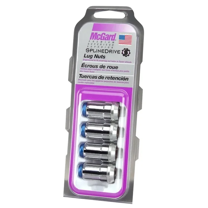 McGard Tuner Style Cone Seat Lug Nuts / Chrome w/ Blue Caps (65340BC)
