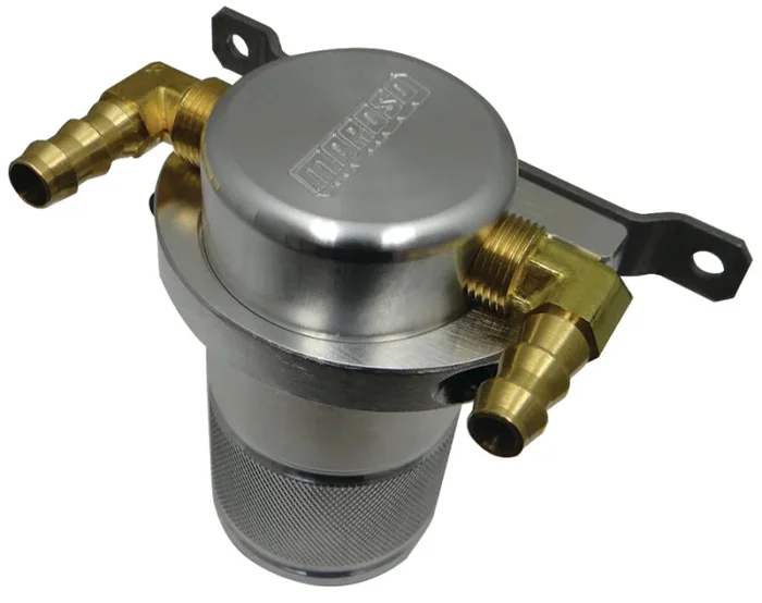 Moroso Universal Air/Oil Separator Catch Can – Small Body w/o Drain – Billet Aluminum – Raw Finish
