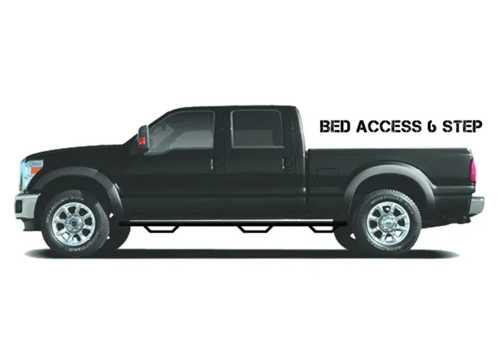 N-Fab Nerf Step 01-06 Chevy-GMC 1500/2500/3500 Crew Cab 8ft Bed – Gloss Black – Bed Access – 3in